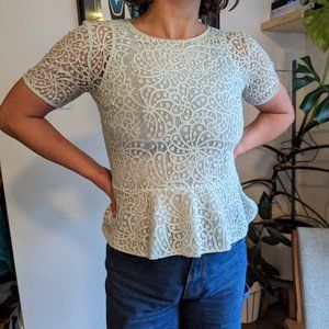 Club Monaco peplum mint lace shirt